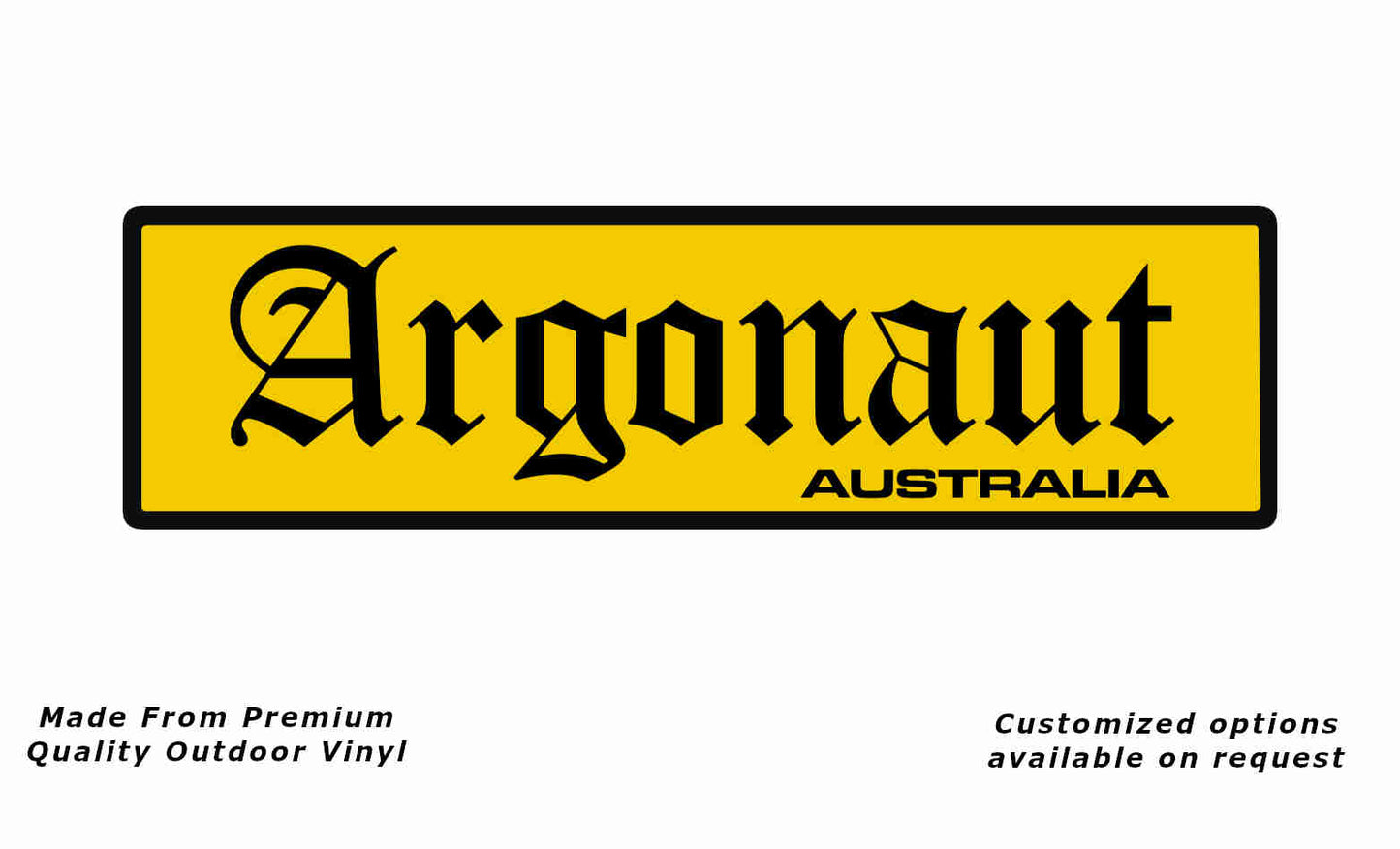 Argonaut australia 1980s border caravan replacement vinyl decal sticker in black and yellow.