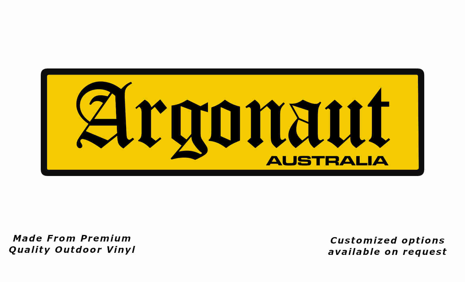 Argonaut australia 1980s border caravan replacement vinyl decal sticker in black and yellow.