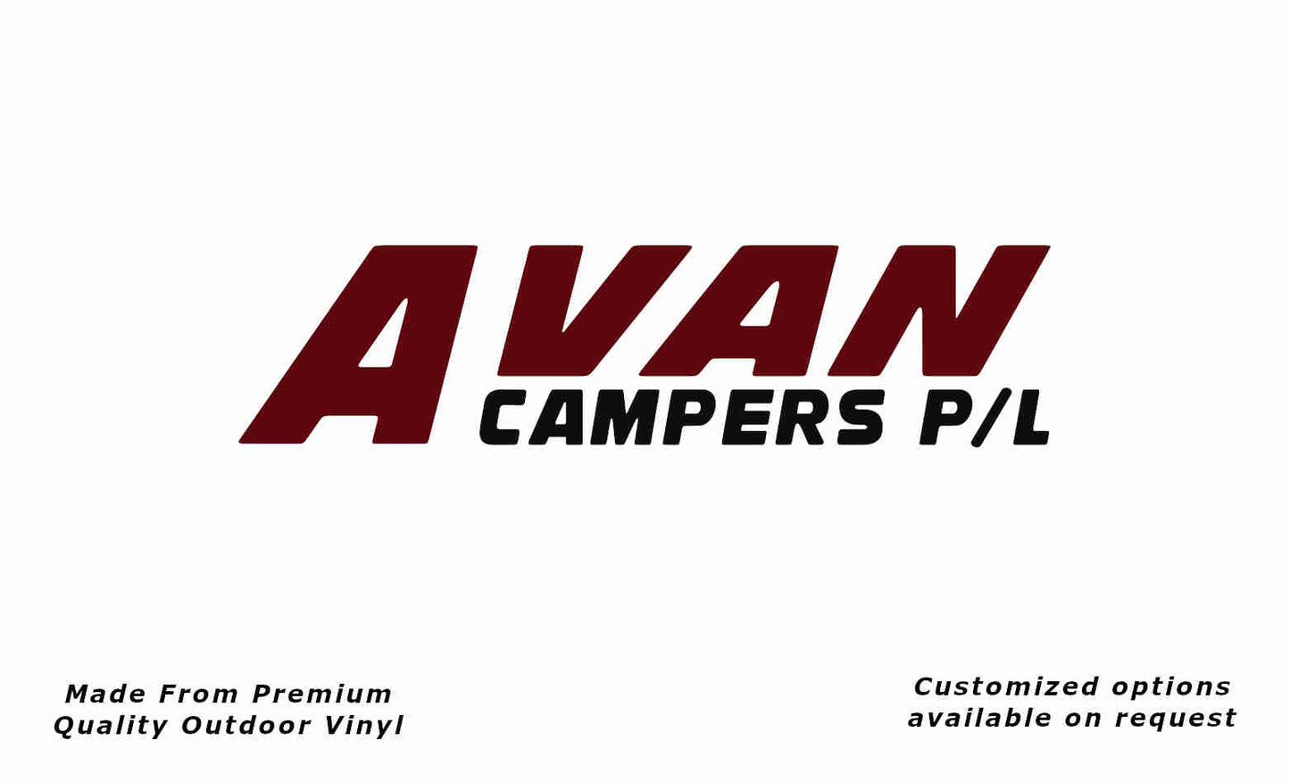 Avan campers p/l caravan replacement vinyl decal sticker in purple red and black.