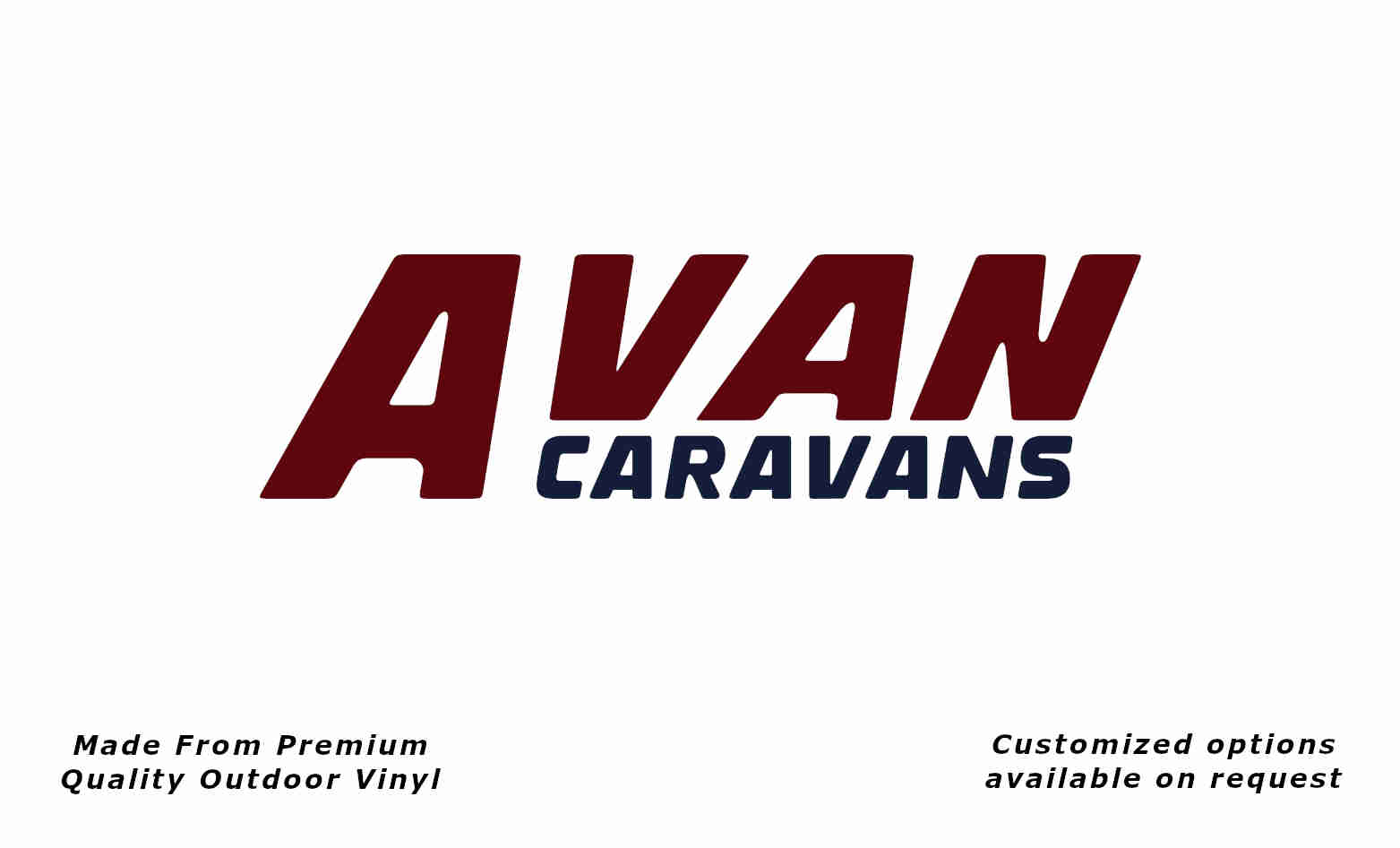 Avan caravans replacement vinyl decal sticker in purple red and deep sea blue.