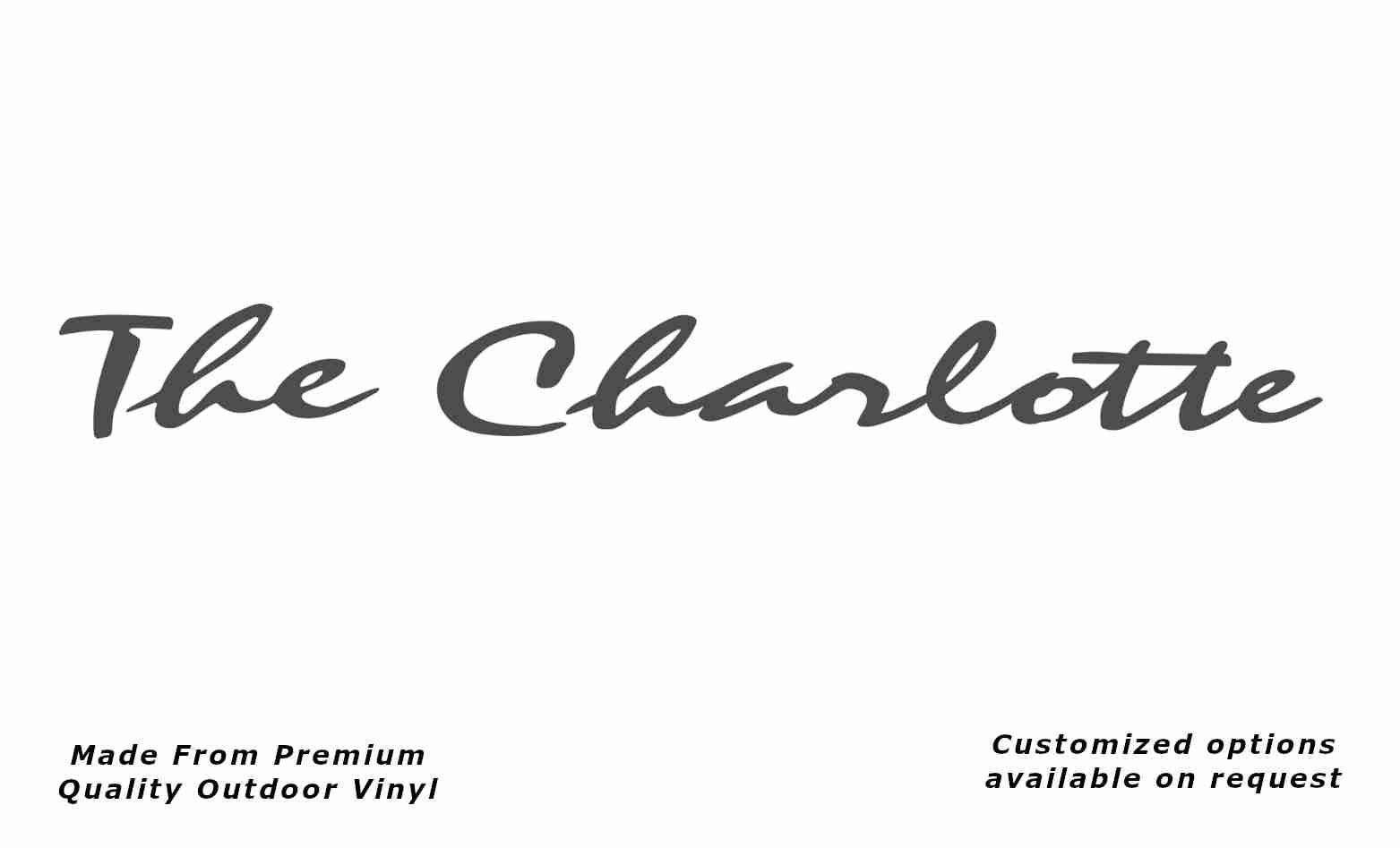 Avan the charlotte caravan replacement vinyl decal sticker in dark grey.