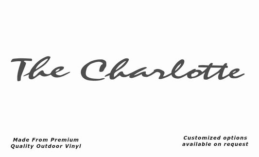 Avan the charlotte caravan replacement vinyl decal sticker in dark grey.