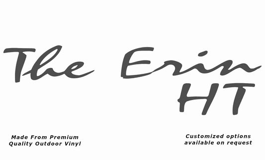 The erin ht caravan replacement vinyl decal in dark grey.