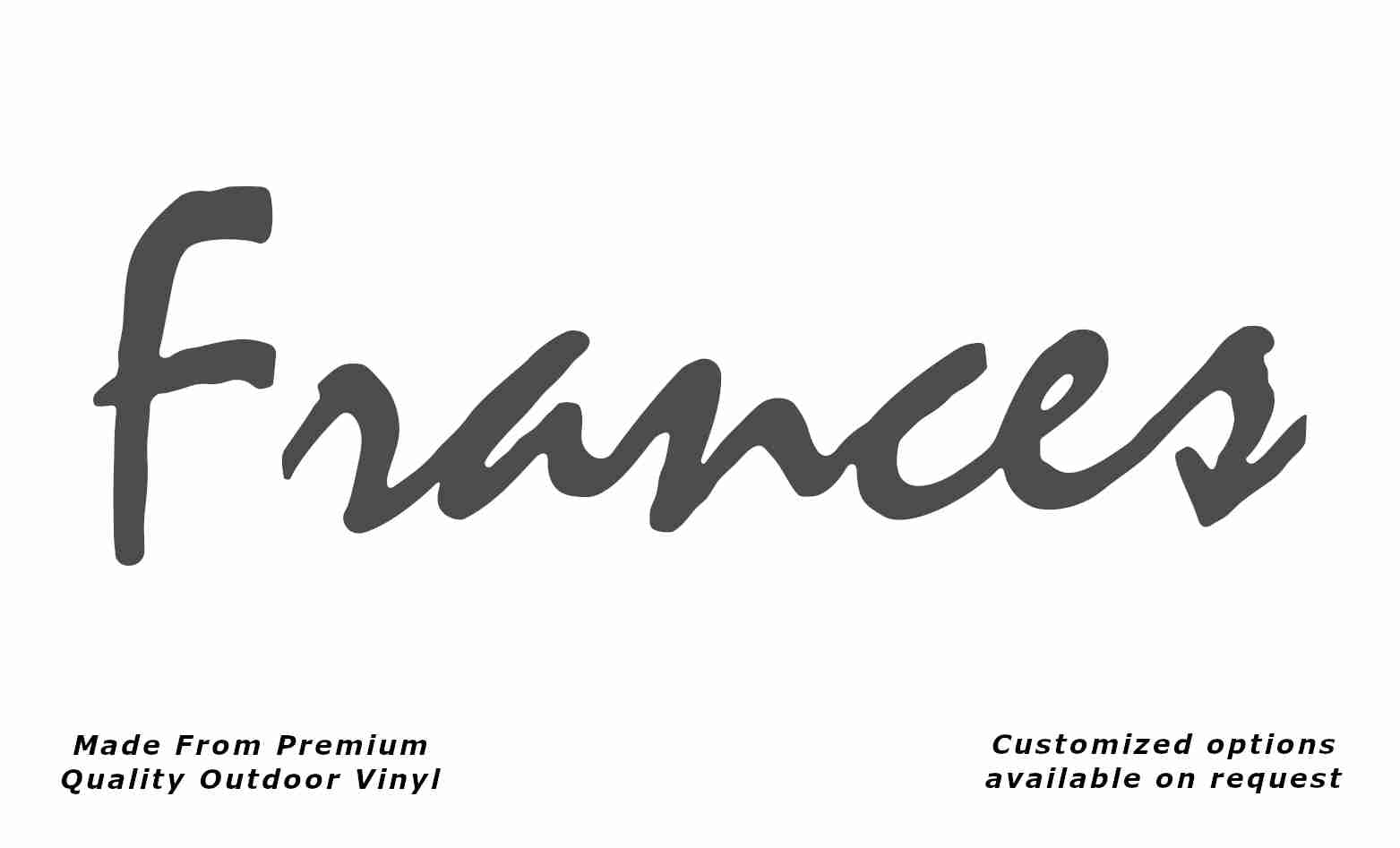 Avan frances caravan replacement vinyl decal sticker in dark grey.