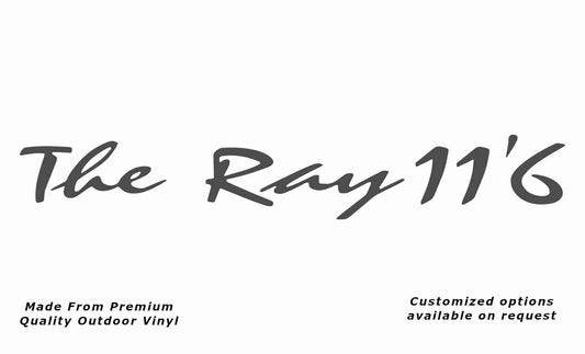 Avan the ray 11'6 caravan replacement vinyl decal sticker in dark grey.