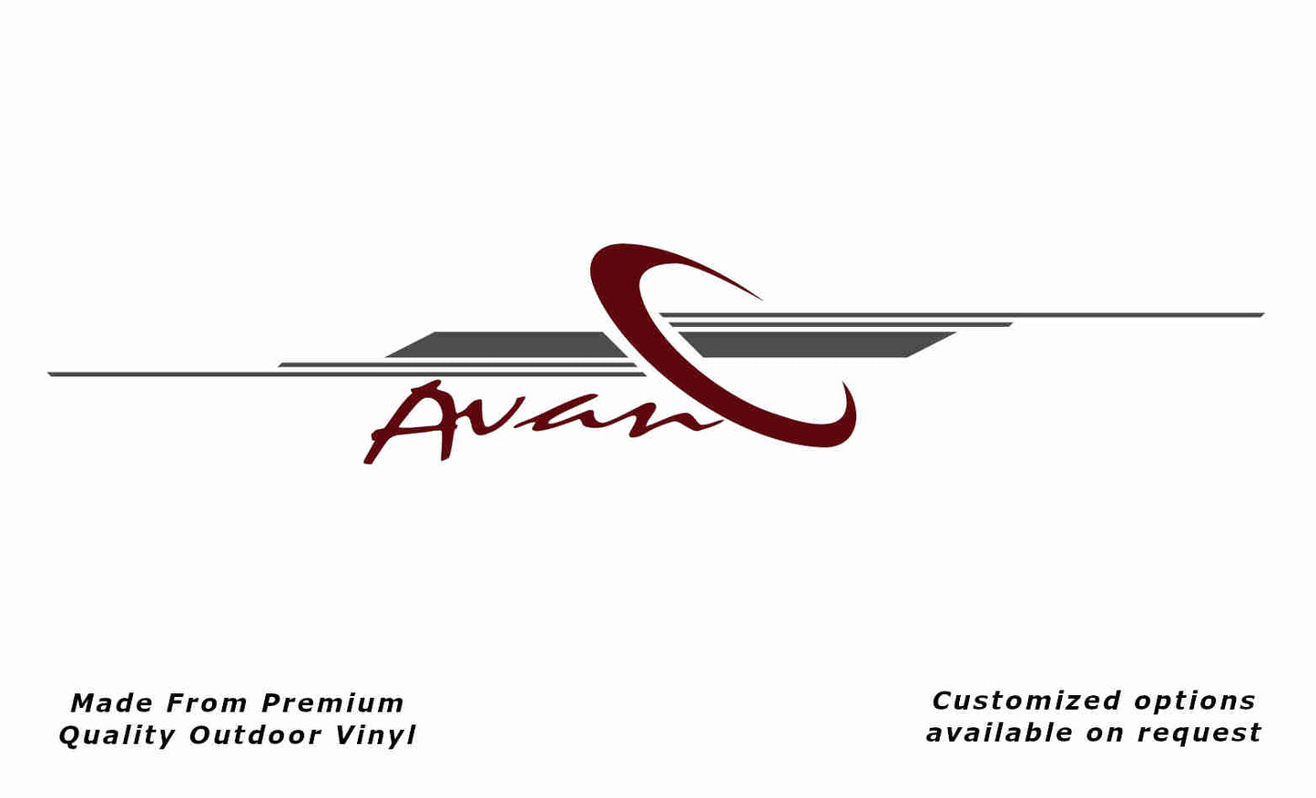 Avan rear 2002-2011 caravan replacement vinyl decal sticker in dark grey and purple red.