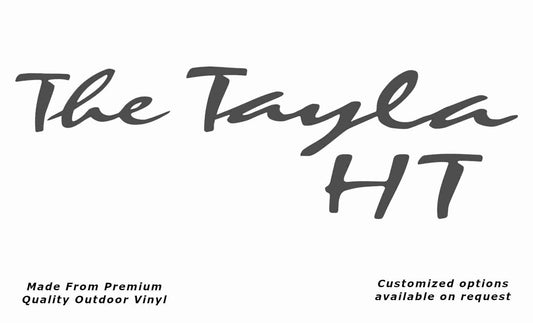 Avan the tayla ht caravan replacement vinyl decal sticker in dark grey.