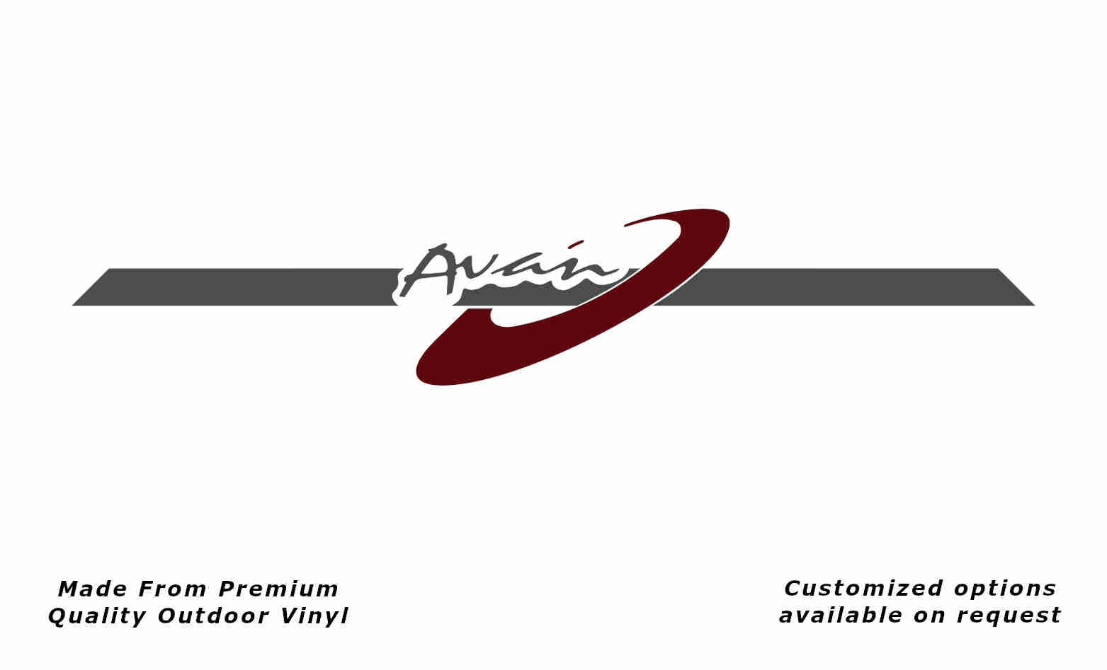 Avan The Ray Rear (R) caravan replacement vinyl decal sticker in dark grey and purple red.