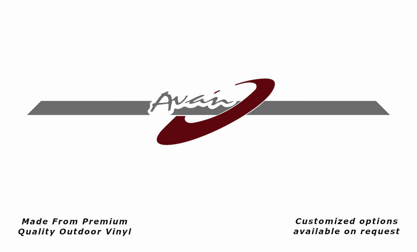 Avan The Ray Rear (R) caravan replacement vinyl decal sticker in silver grey and purple red.