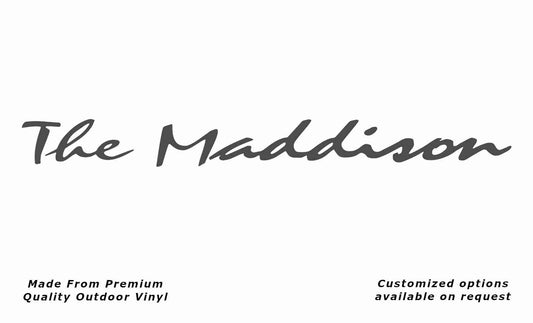 Avan the maddison caravan replacement vinyl decal sticker in dark grey.