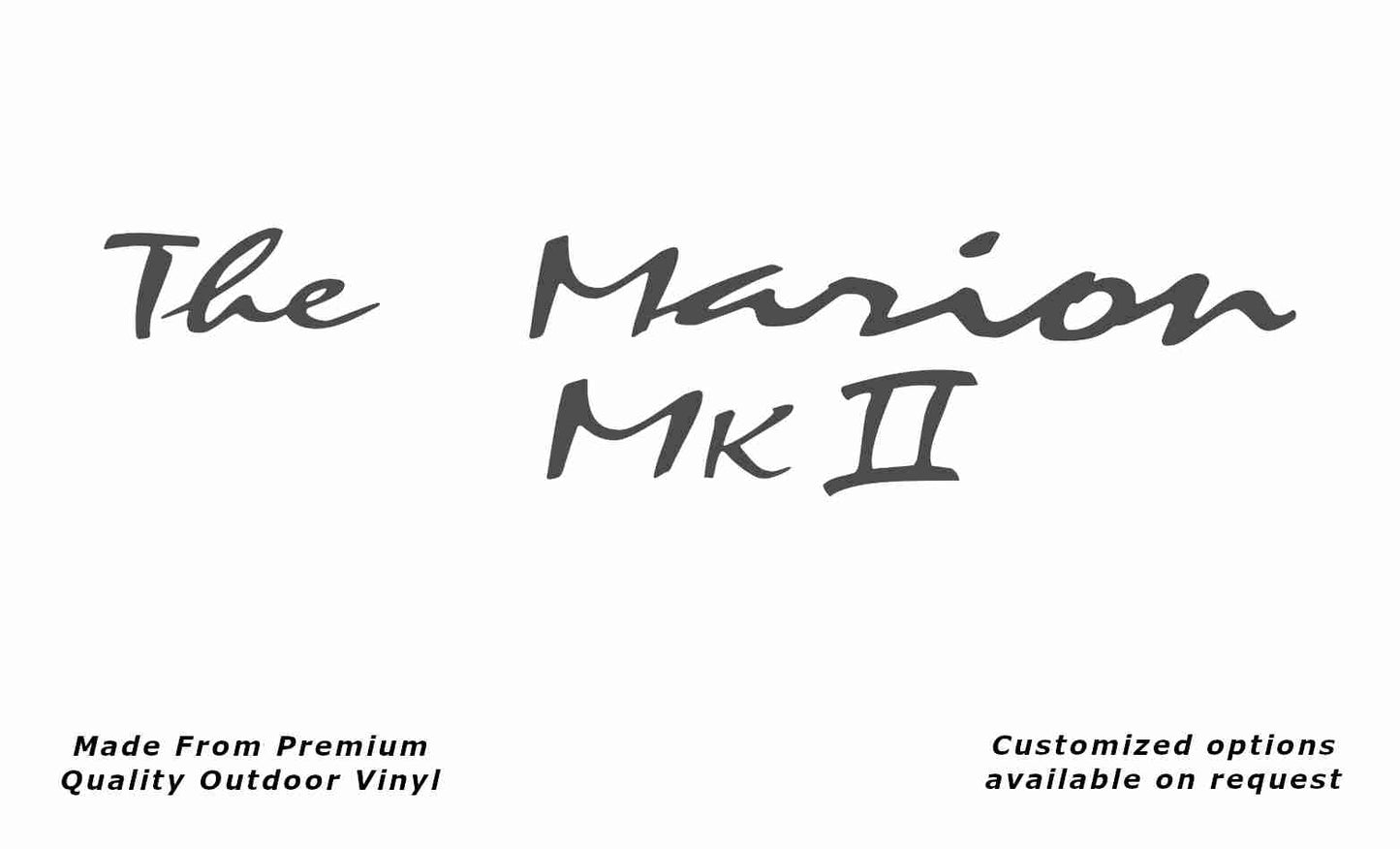 Avan the marion mkii caravan replacement vinyl decal sticker in dark grey.