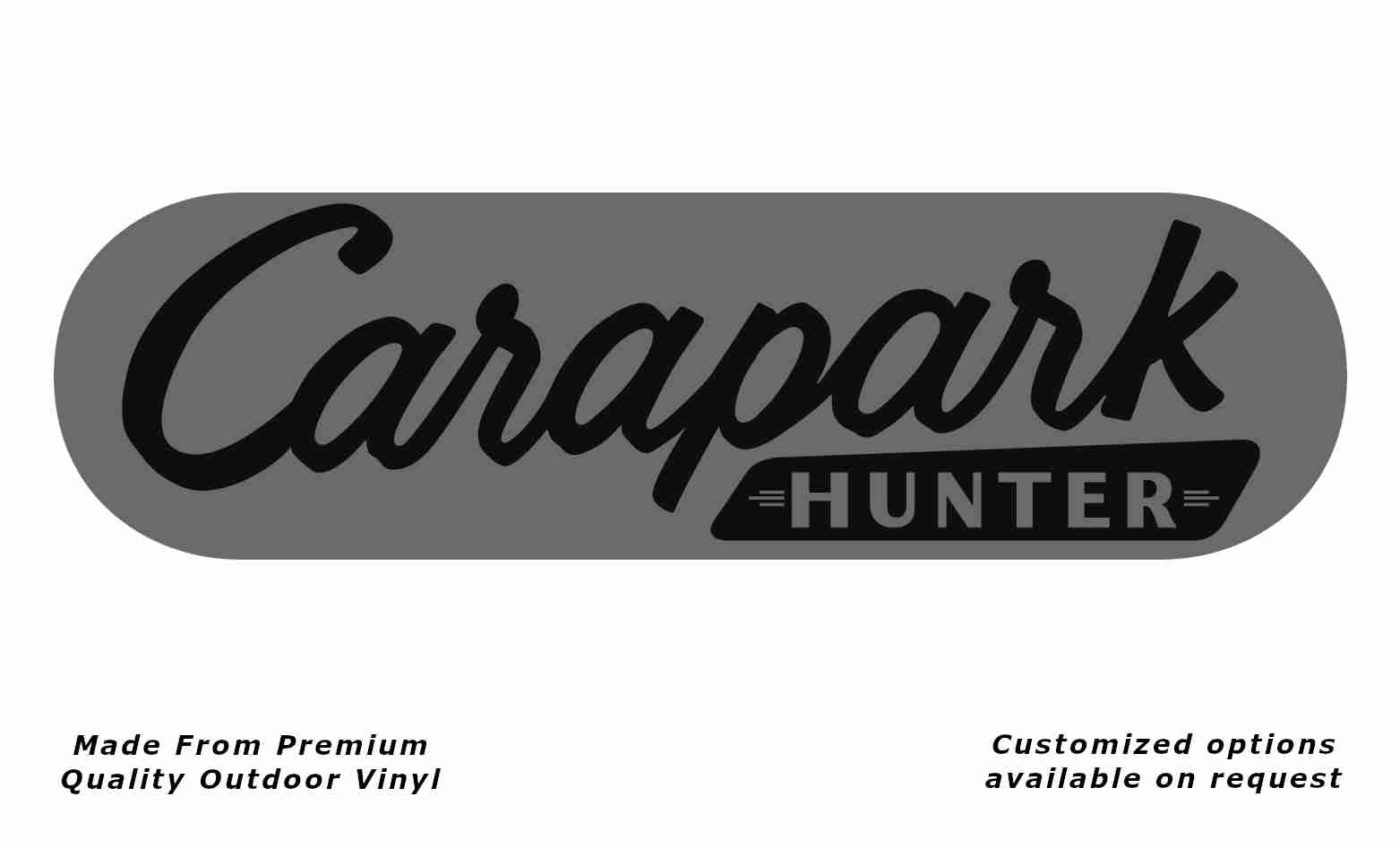 Carapark hunter w/border caravan replacement vinyl decal sticker in silver grey and black.