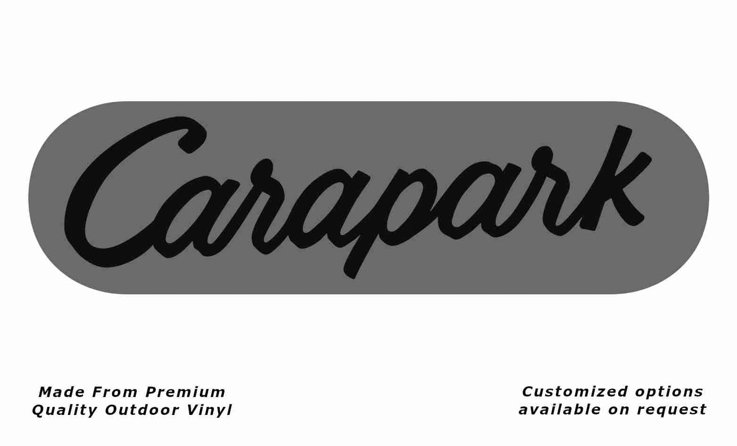 Carapark w/border caravan replacement vinyl decal sticker in silver grey and black.