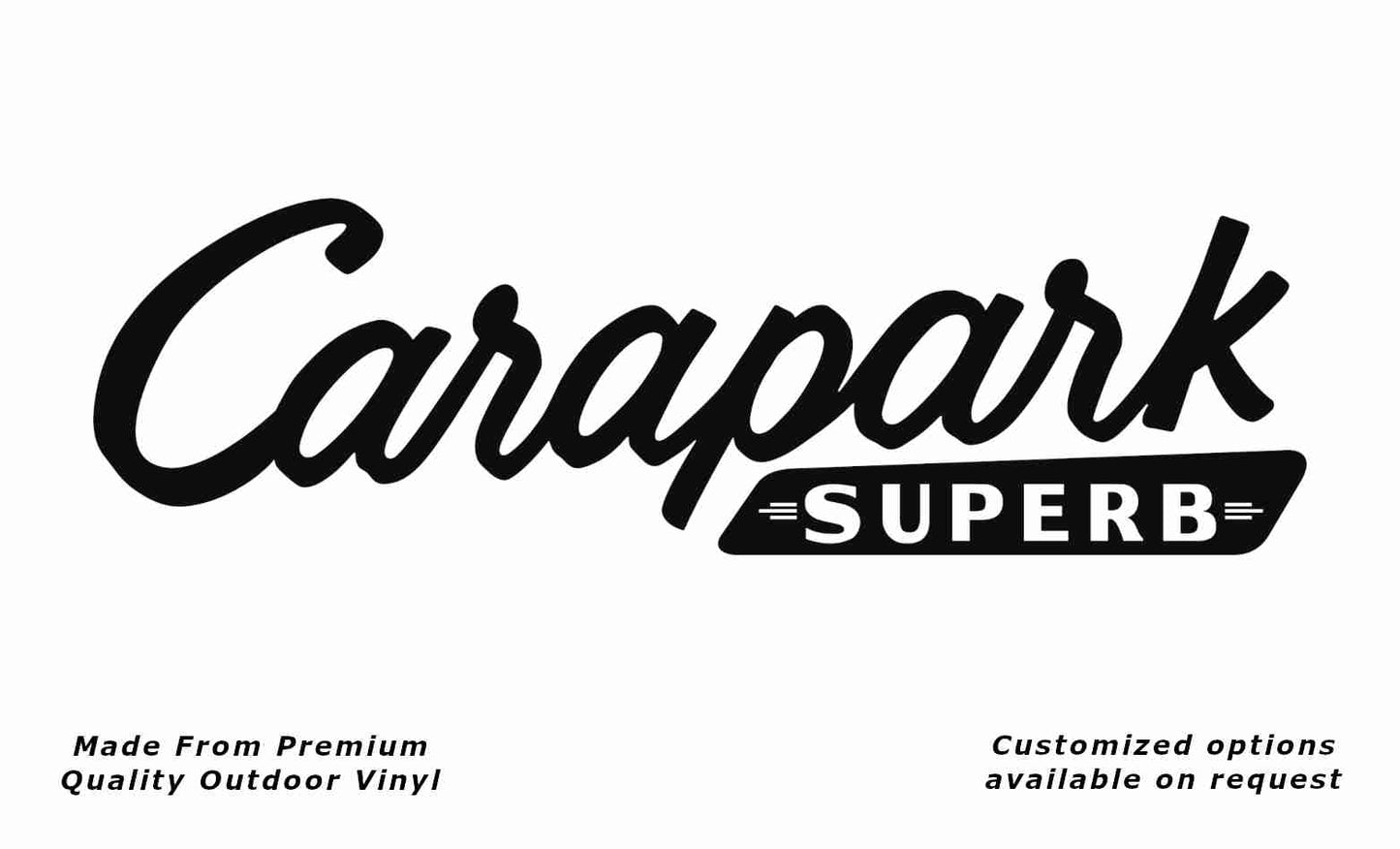 Carapark superb plain caravan replacement vinyl decal sticker in black.