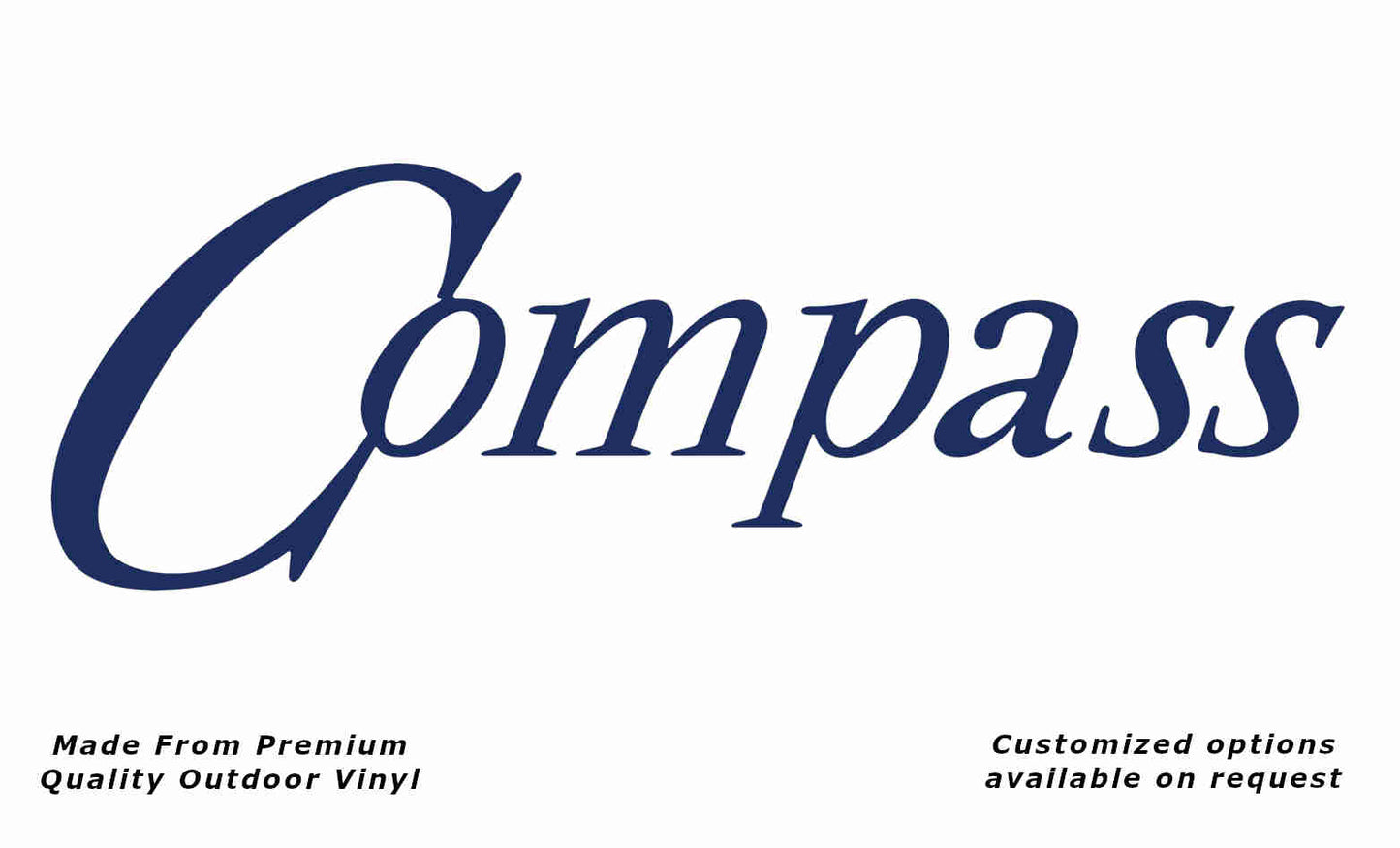 Compass caravan replacement vinyl decal sticker in dark blue.