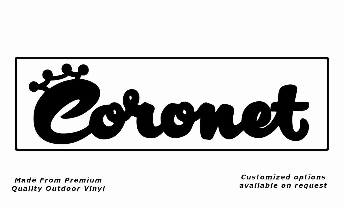 Coronet with border caravan replacement vinyl decal sticker in black.