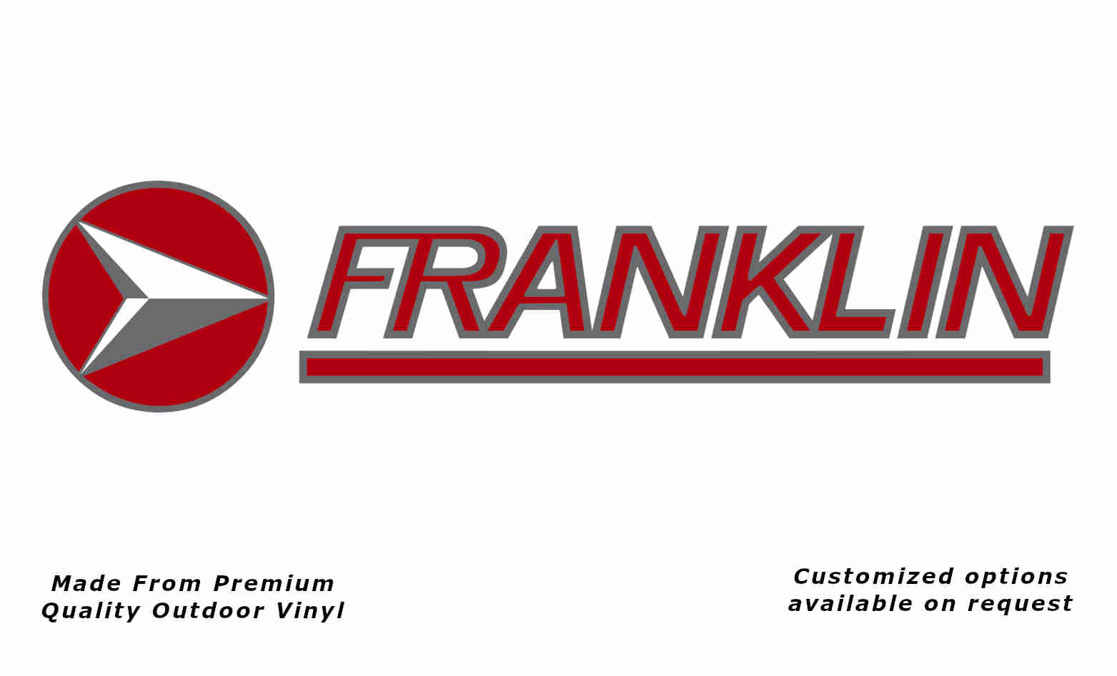 Franklin arrowhead v1 caravan replacement vinyl decal sticker in silver grey and red.