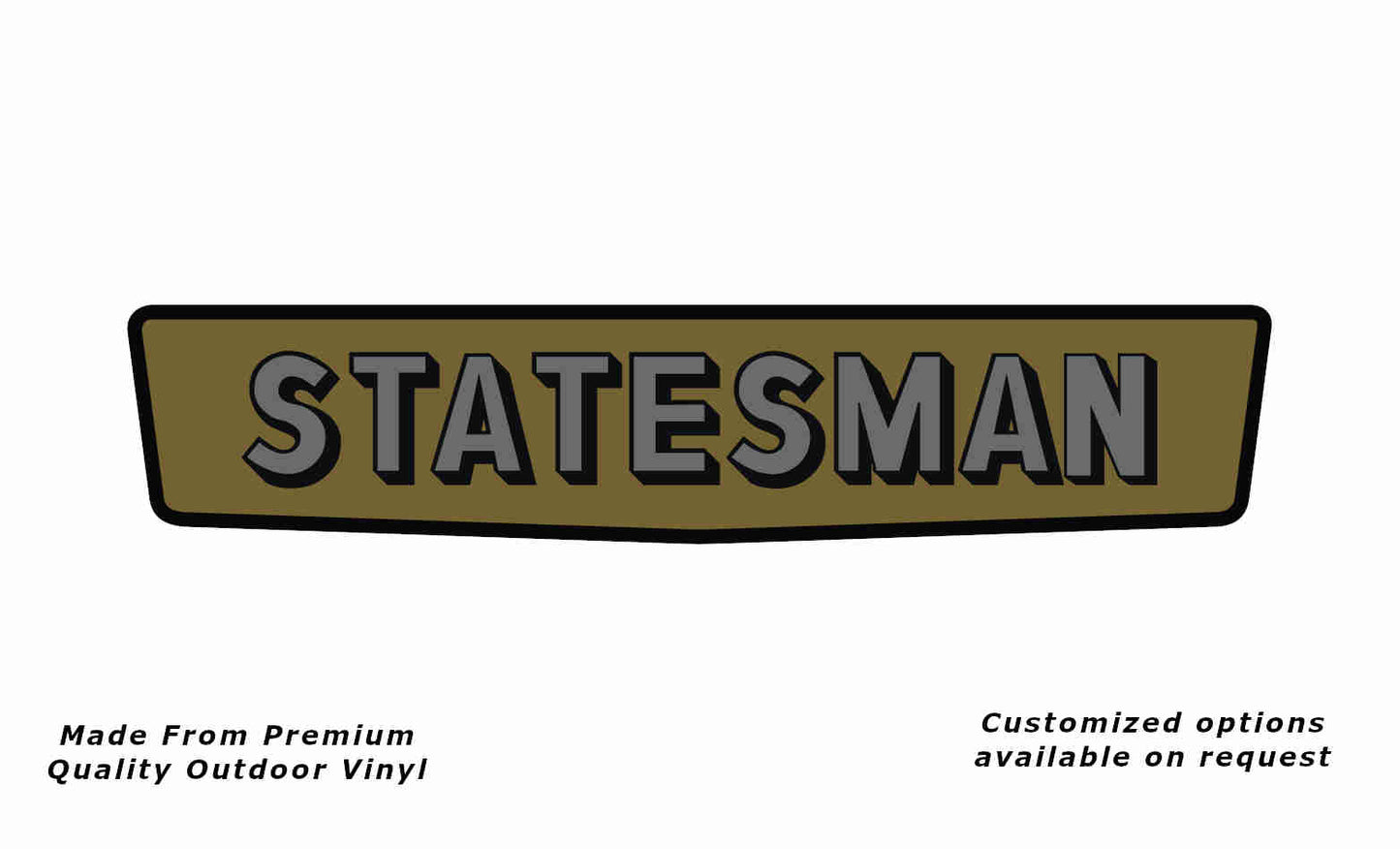 Franklin Statesman caravan replacement vinyl decal sticker in black, gold and silver grey.