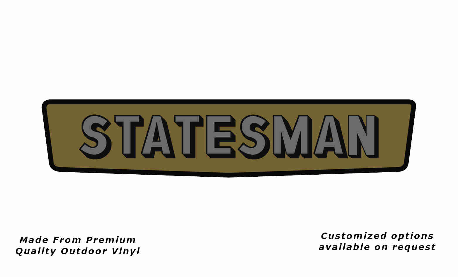 Franklin Statesman caravan replacement vinyl decal sticker in black, gold and silver grey.