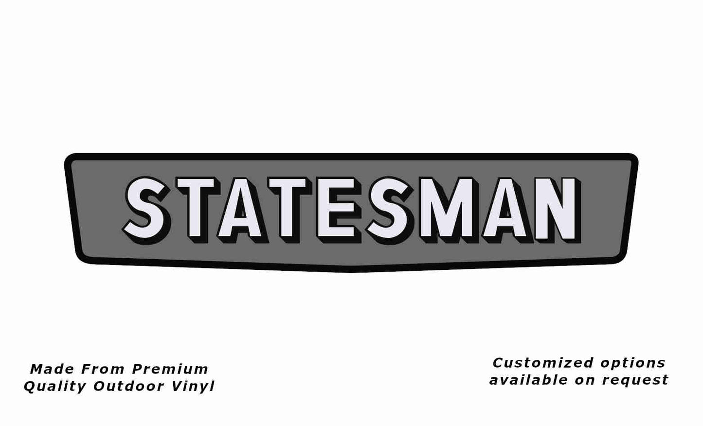 Franklin Statesman caravan replacement vinyl decal sticker in black, silver grey and white.