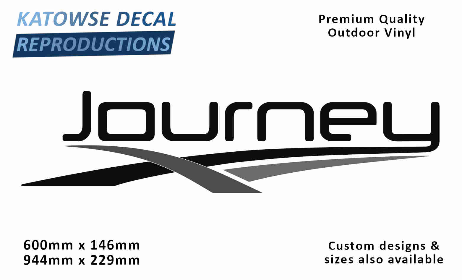 Jayco journey 2014 caravan vinyl replacement decal sticker in black, dark-grey and silver-grey.