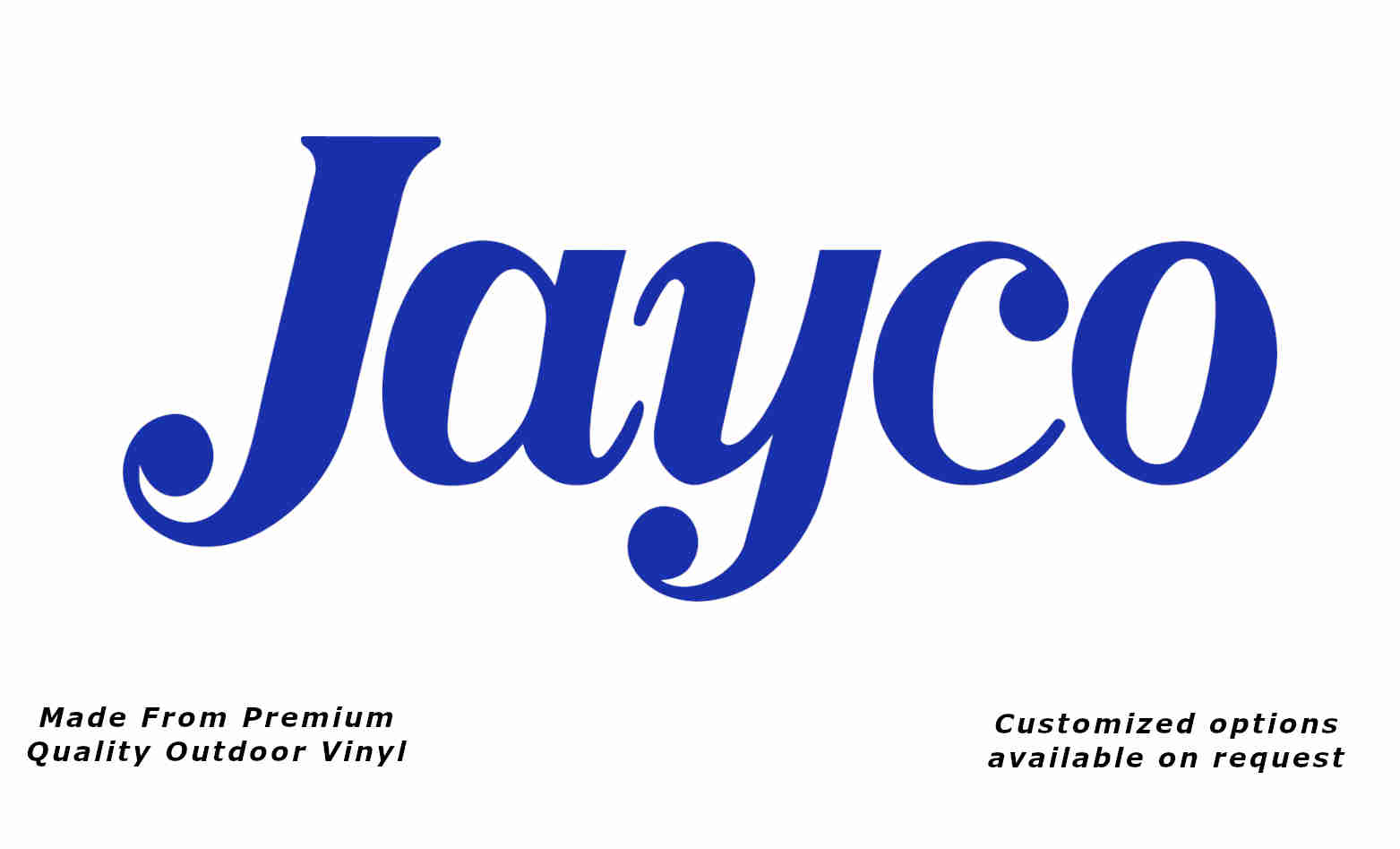 Jayco 1980+ caravan replacement vinyl decal sticker in brilliant blue.