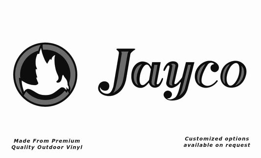 Jayco 1980s camper caravan replacement vinyl decal sticker in black, silver grey and white.