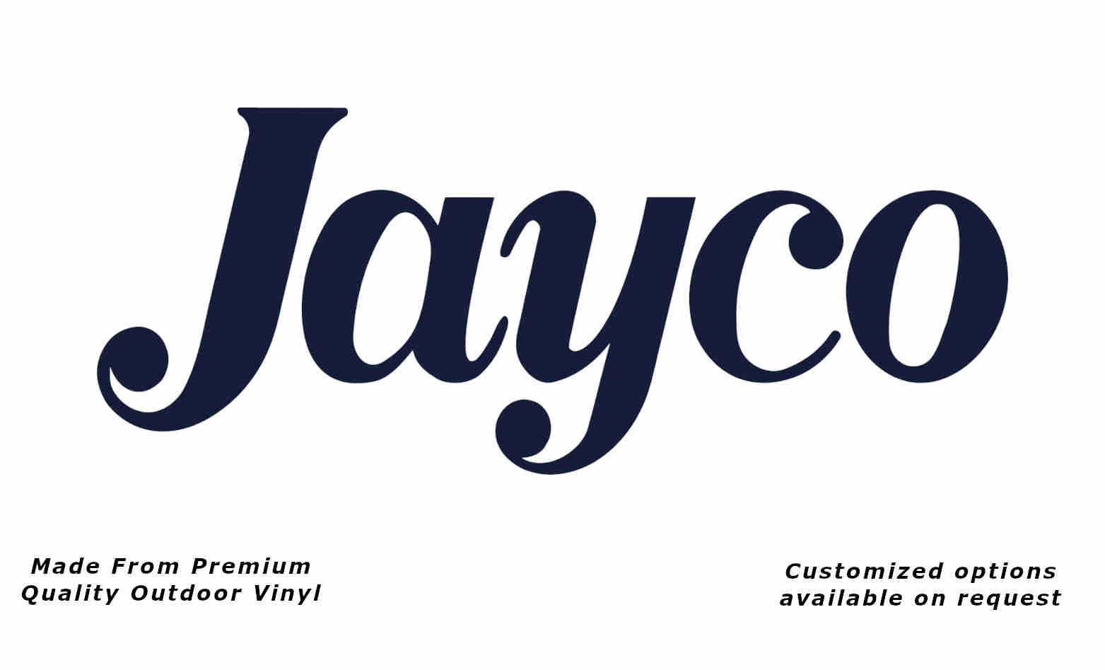 Jayco 1980+ caravan replacement vinyl decal sticker in deep sea blue.