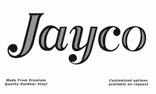 Jayco 1980+ infilled caravan replacement vinyl decal sticker in black and silver grey.