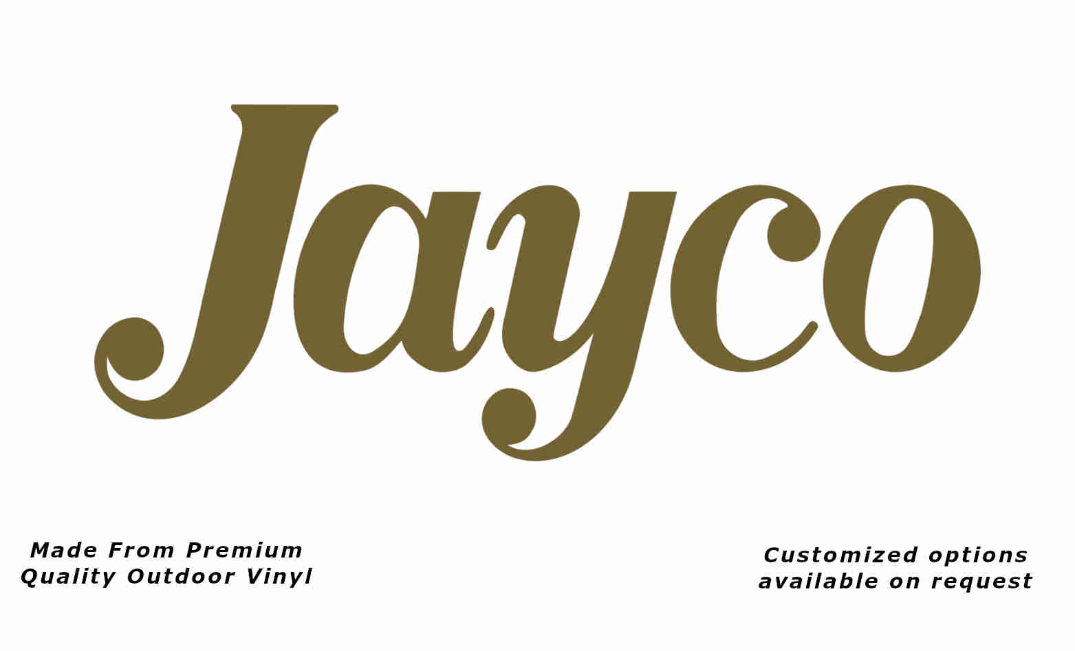 Jayco 1980+ caravan replacement vinyl decal sticker in gold.