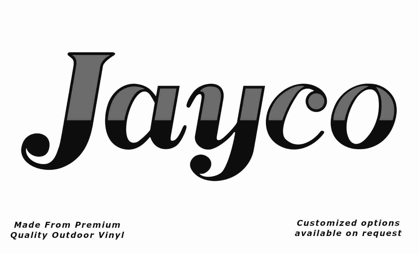 Jayco 1980s half fill caravan replacement vinyl decal in black and silver grey.