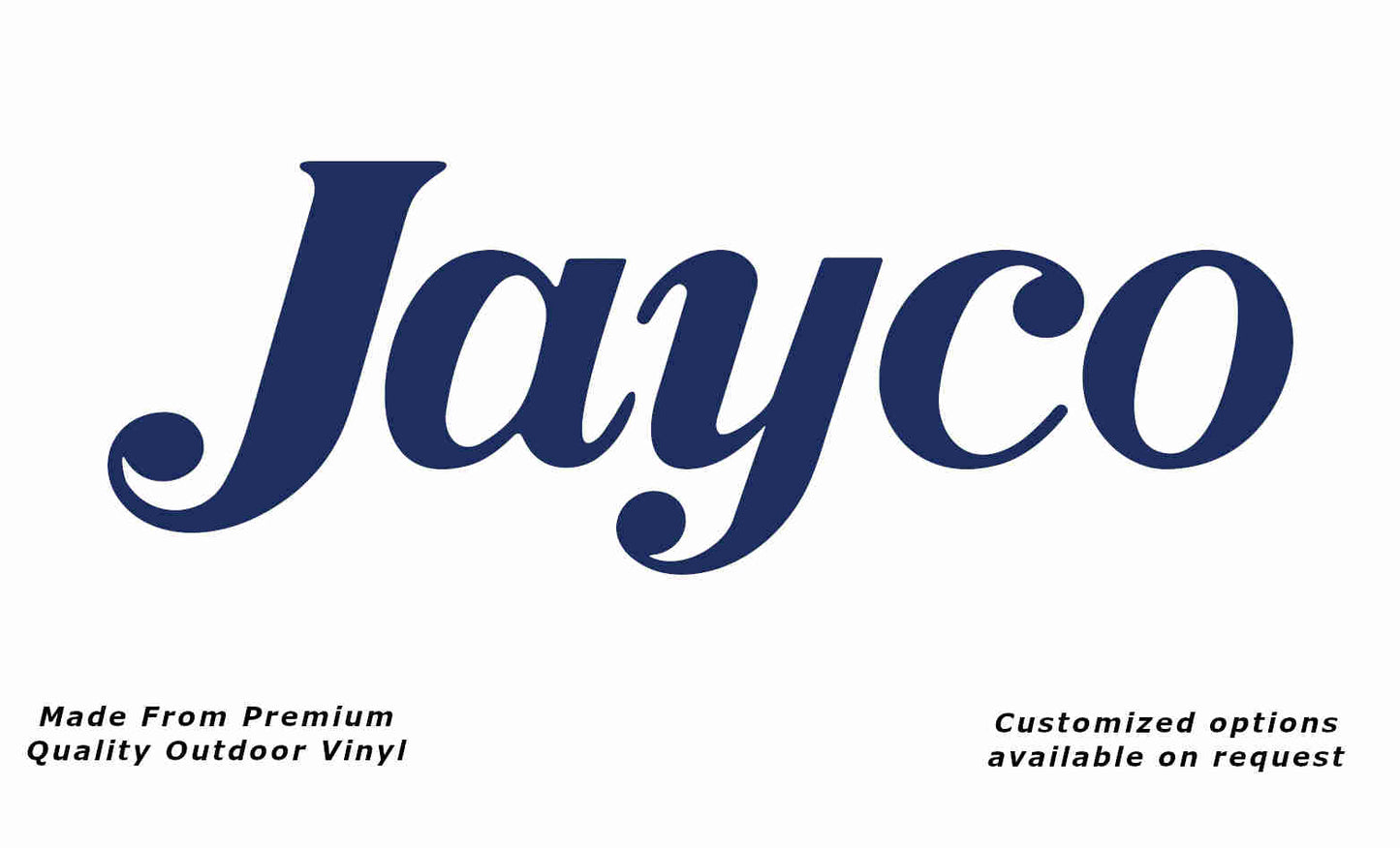 Jayco 1990s caravan replacement vinyl decal sticker in dark blue.