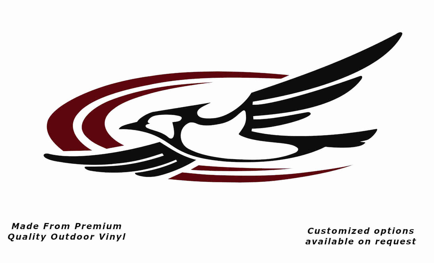 Jayco bird 2000-2010 left caravan replacement vinyl decal sticker in black with a purple red crescent.