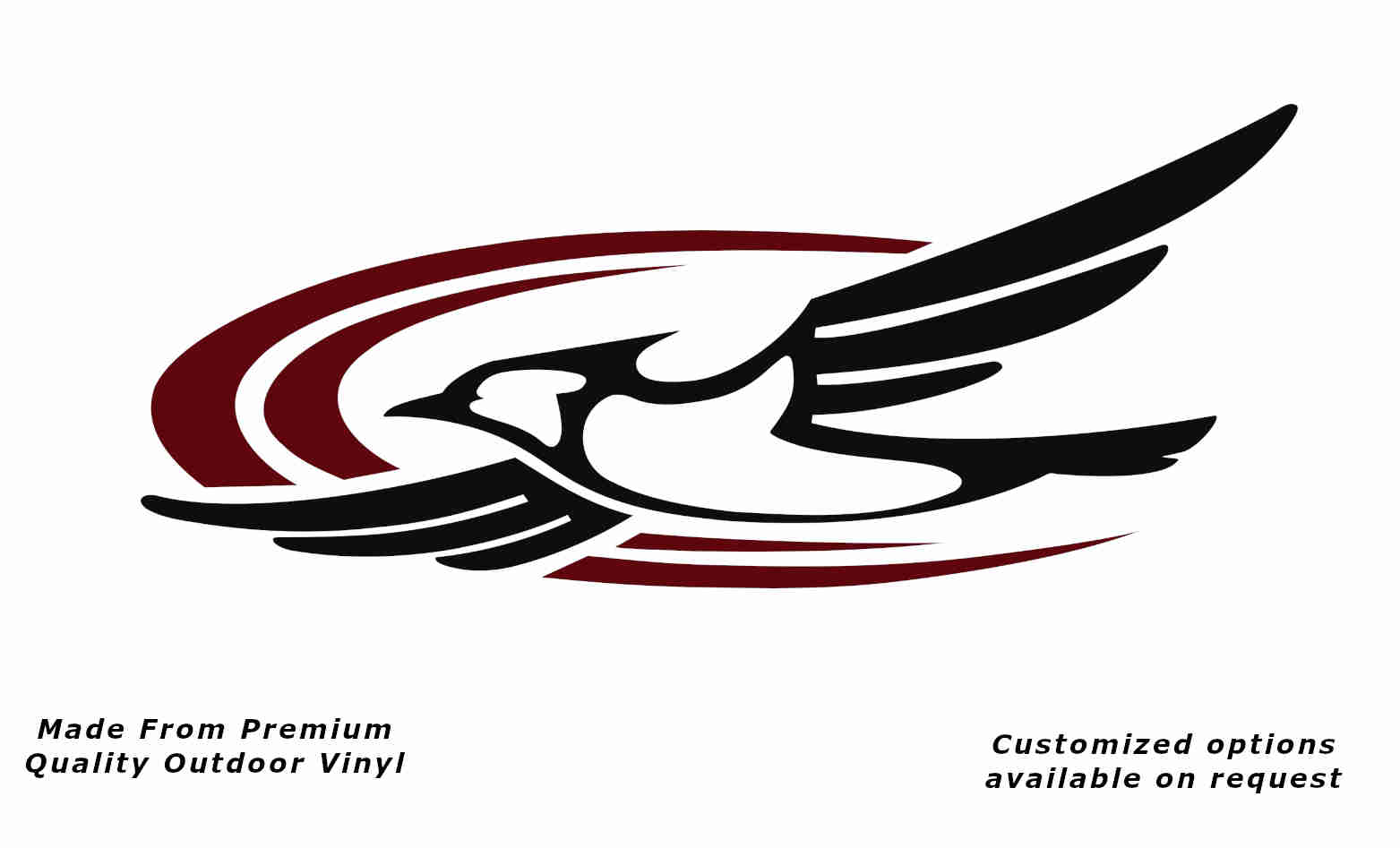 Jayco bird 2000-2010 left caravan replacement vinyl decal sticker in black with a purple red crescent.