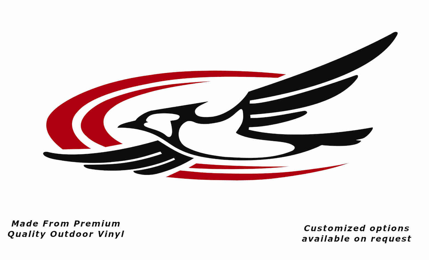 Jayco bird 2000-2010 left caravan replacement vinyl decal sticker in black with a red crescent.