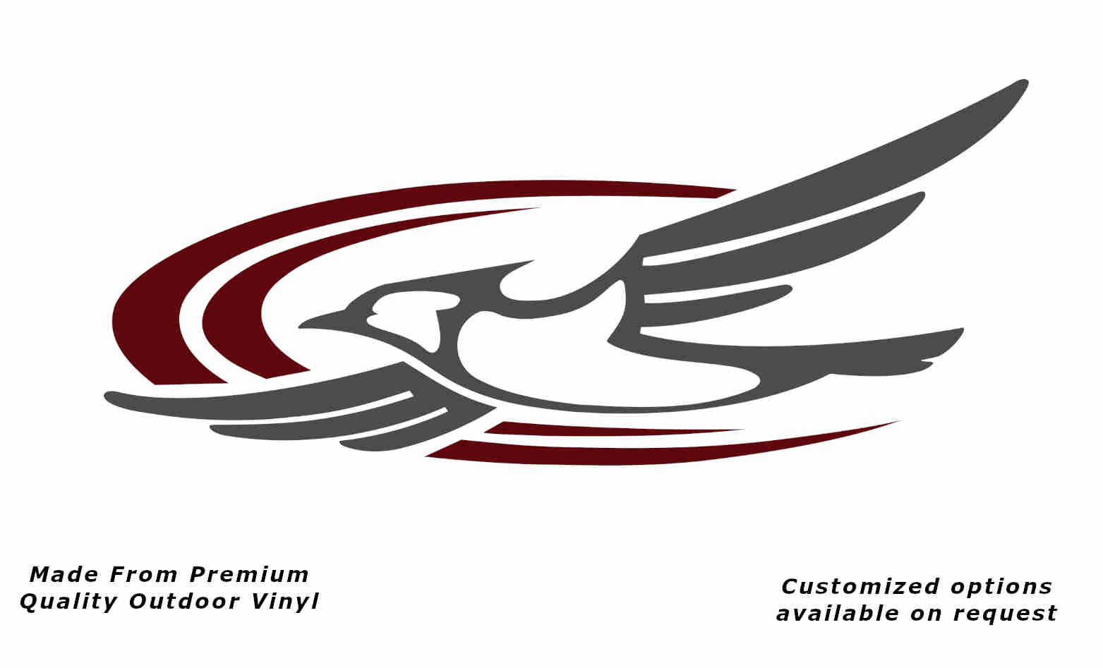 Jayco bird 2000-2010 left caravan replacement vinyl decal sticker in dark grey with a purple red crescent.