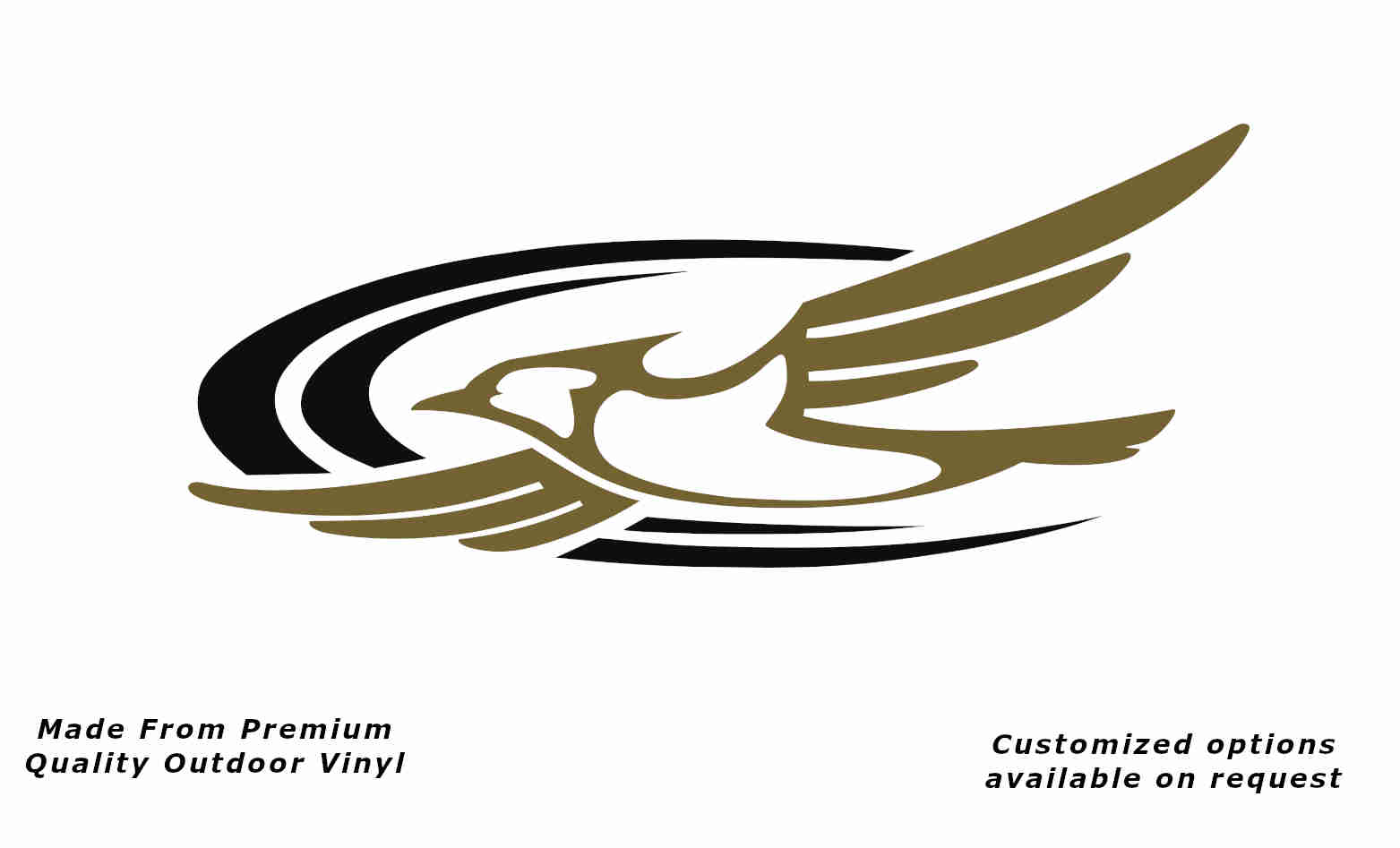 Jayco bird 2000-2010 left caravan replacement vinyl decal sticker in gold with a black crescent.