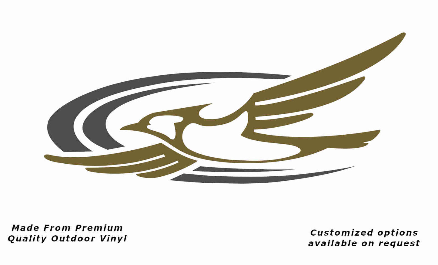 Jayco bird 2000-2010 left caravan replacement vinyl decal sticker in gold with a dark grey crescent.