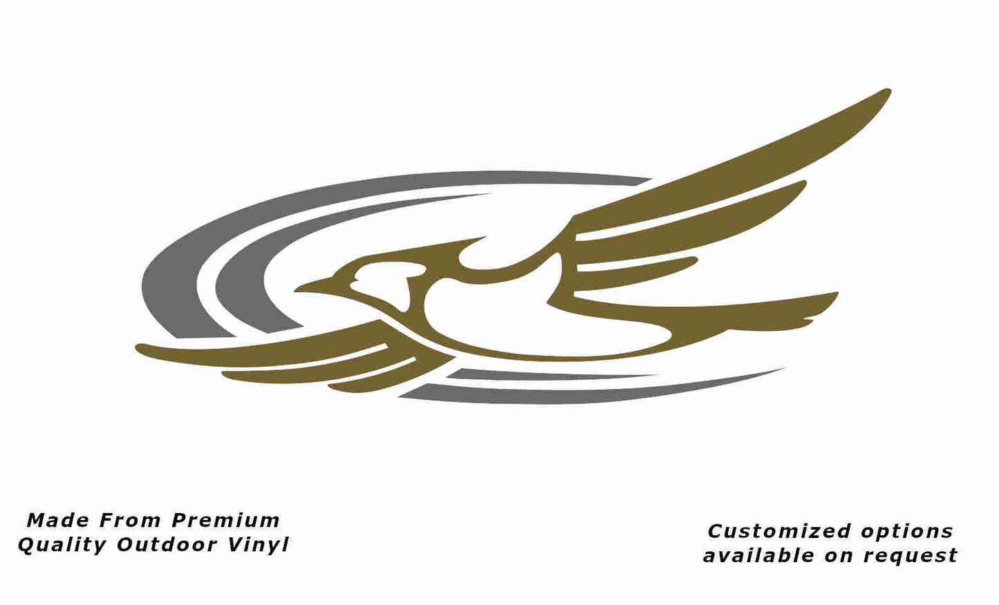 Jayco bird 2000-2010 left caravan replacement vinyl decal sticker in gold with a silver grey crescent.