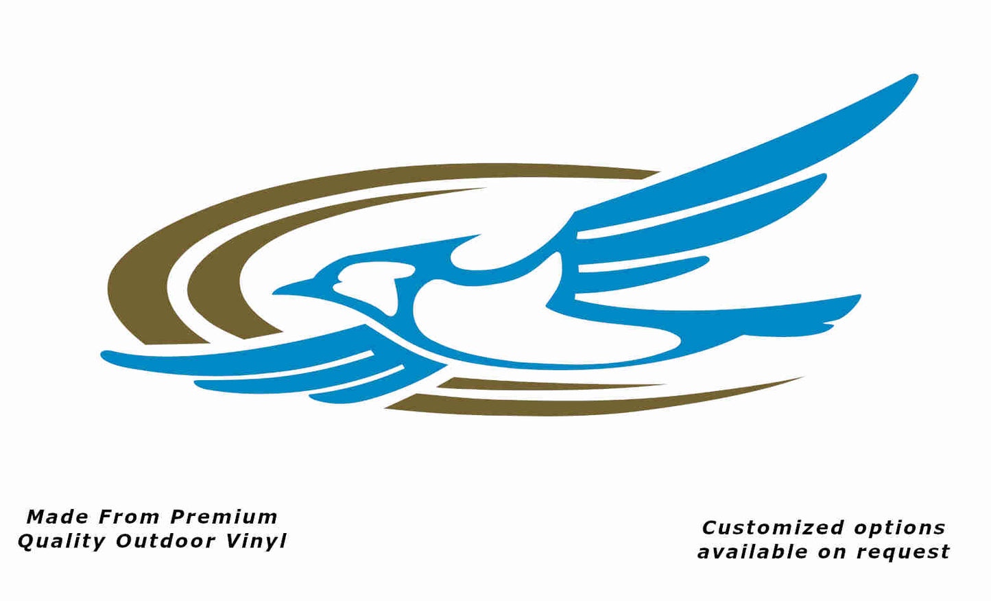 Jayco bird 2000-2010 left caravan replacement vinyl decal sticker in light blue with a gold crescent.