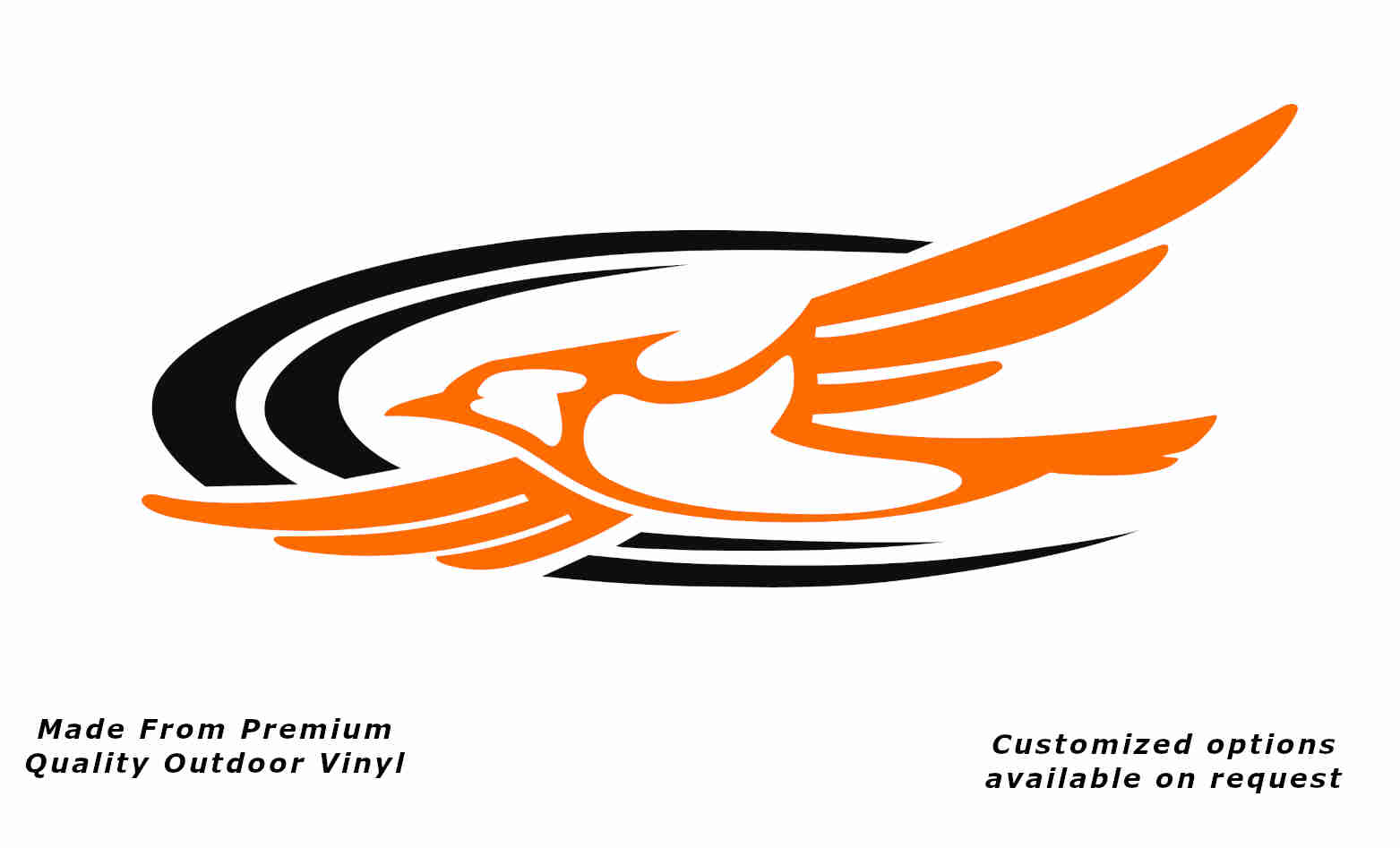 Jayco bird 2000-2010 left caravan replacement vinyl decal sticker in pastel orange with a black crescent.