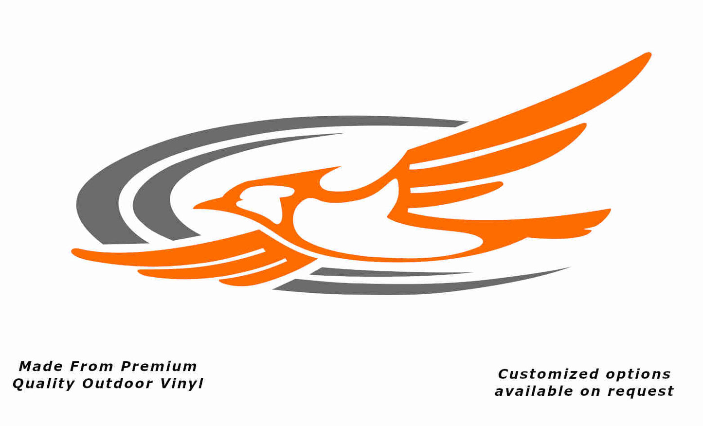 Jayco bird 2000-2010 left caravan replacement vinyl decal sticker in pastel orange with a silver grey crescent.