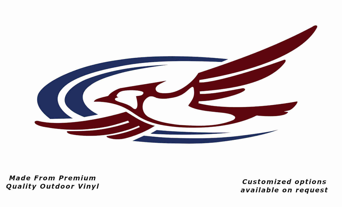 Jayco bird 2000-2010 left caravan replacement vinyl decal sticker in purple red with a dark blue crescent.