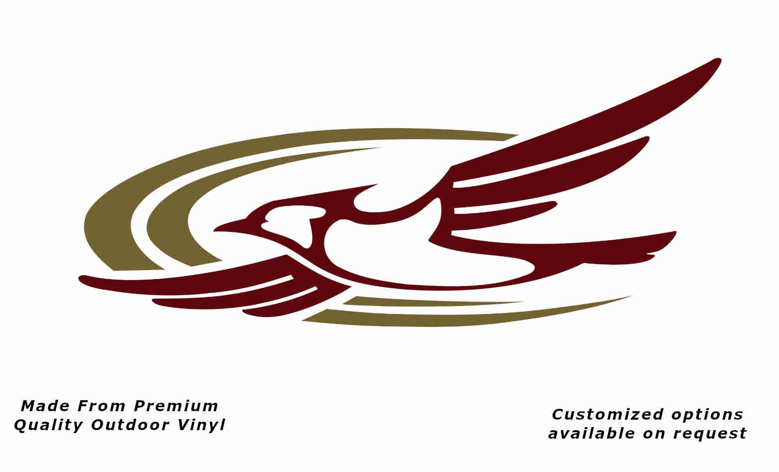 Jayco bird 2000-2010 left caravan replacement vinyl decal sticker in purple red with a gold crescent.