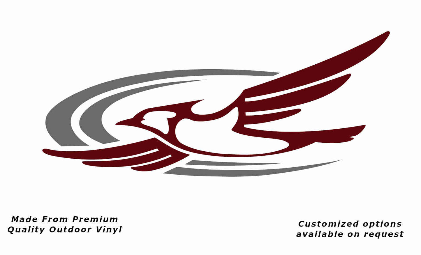 Jayco bird 2000-2010 left caravan replacement vinyl decal sticker in purple red with a silver grey crescent.