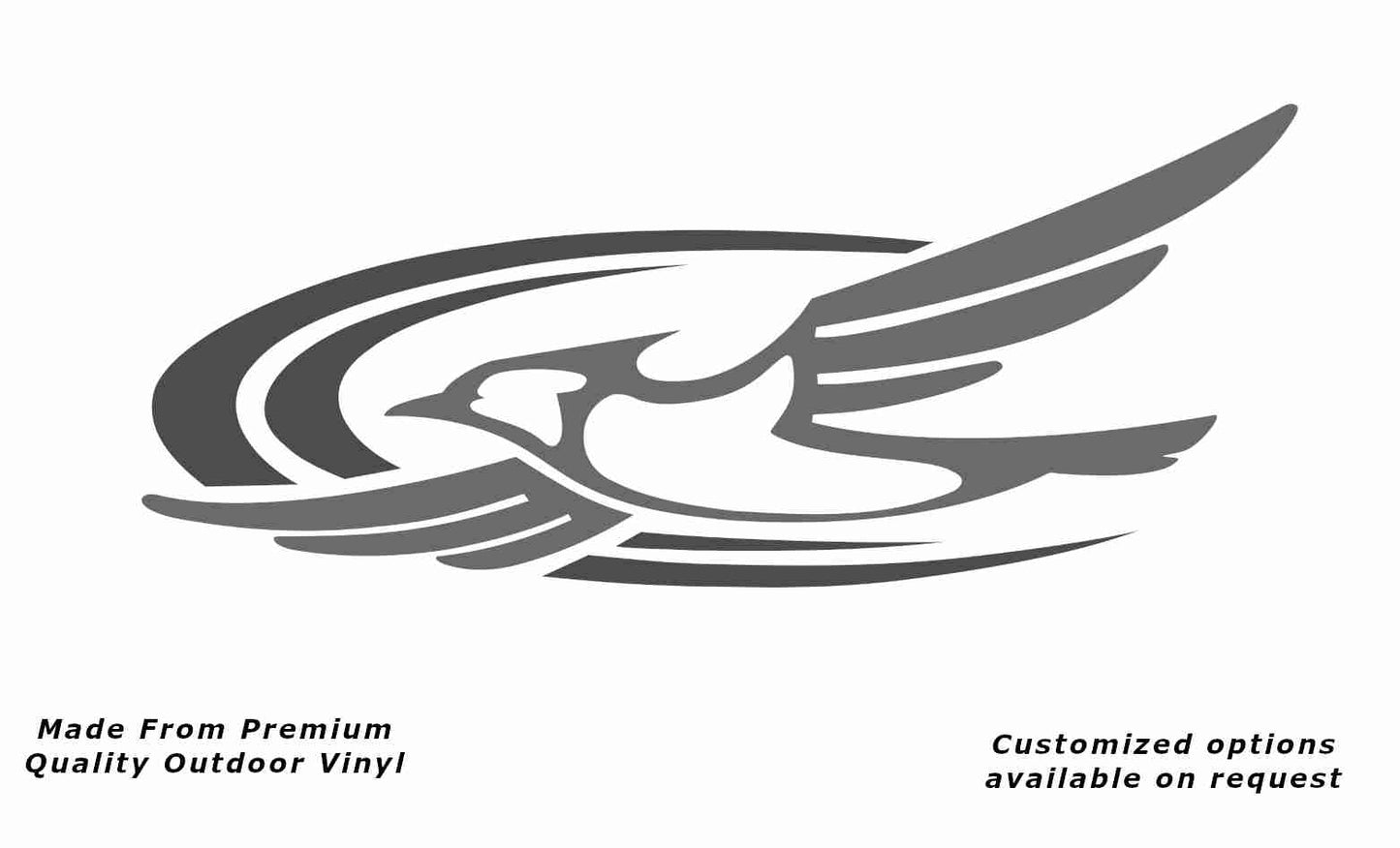 Jayco bird 2000-2010 left caravan replacement vinyl decal sticker in silver grey with a dark grey crescent.