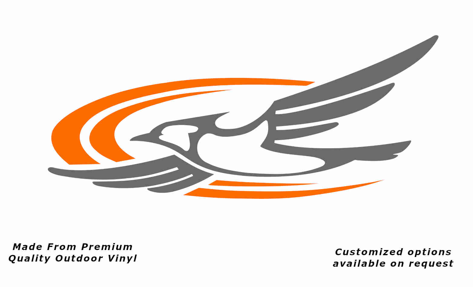 Jayco bird 2000-2010 left caravan replacement vinyl decal sticker in silver grey with a pastel orange crescent.