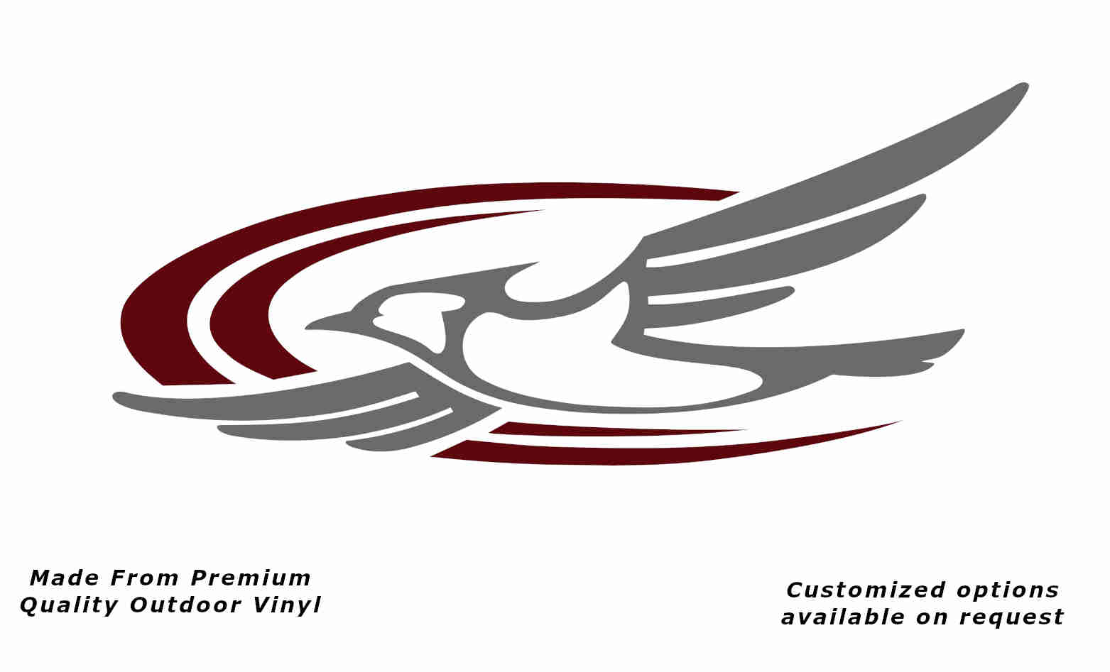 Jayco bird 2000-2010 left caravan replacement vinyl decal sticker in silver grey with a purple red crescent.