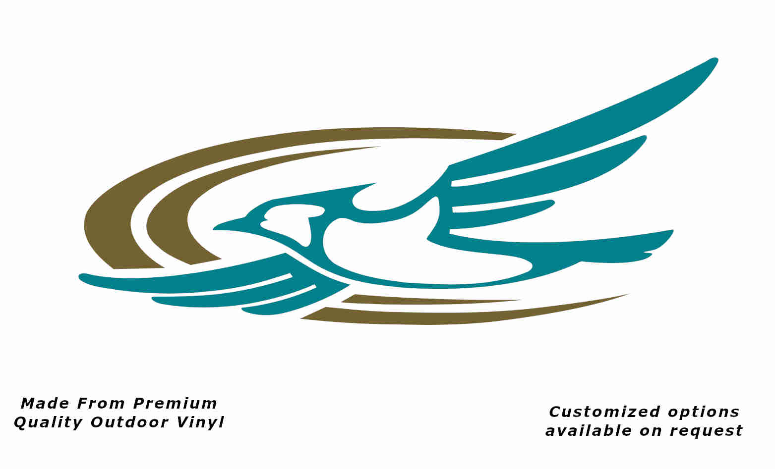 Jayco bird 2000-2010 left caravan replacement vinyl decal sticker in turquoise blue with a gold crescent.