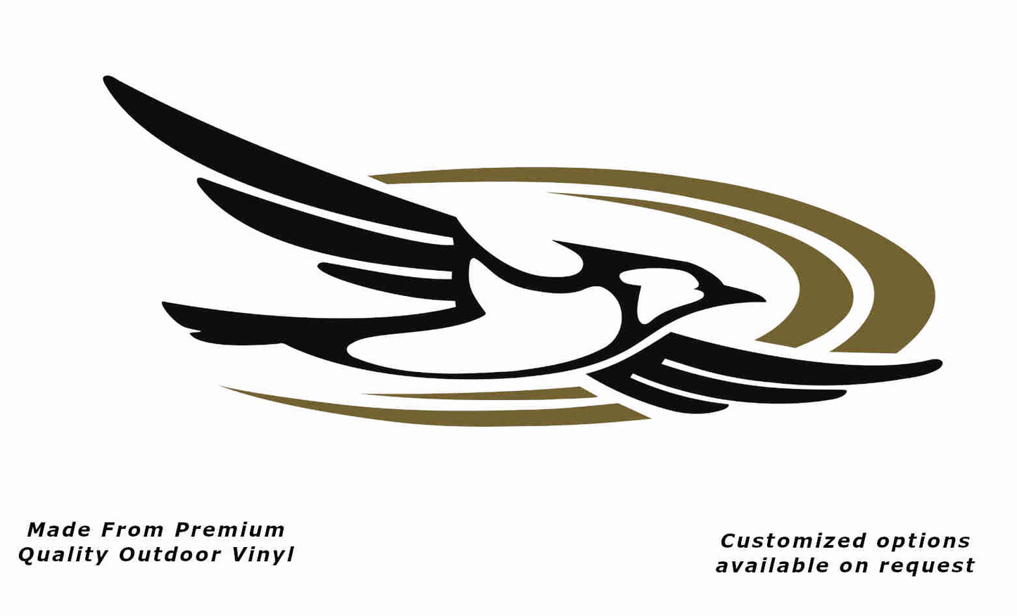 Jayco bird 2000-2010 right caravan replacement vinyl decal sticker in black with a gold crescent.